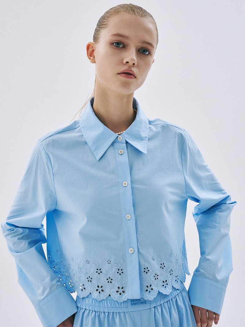 Mardi Mercredi - CROPPED SHIRT PUNCHING DETAIL_SKY