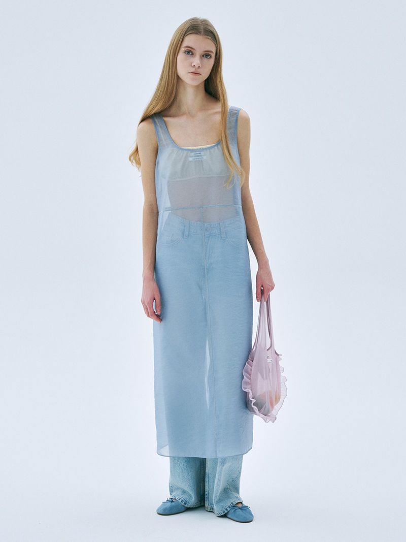 Mardi Mercredi - SHEER MAXI SLEEVELESS LAYERED DRESS_BLUE