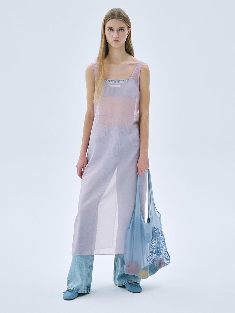 Mardi Mercredi - SHEER MAXI SLEEVELESS LAYERED DRESS_PINK