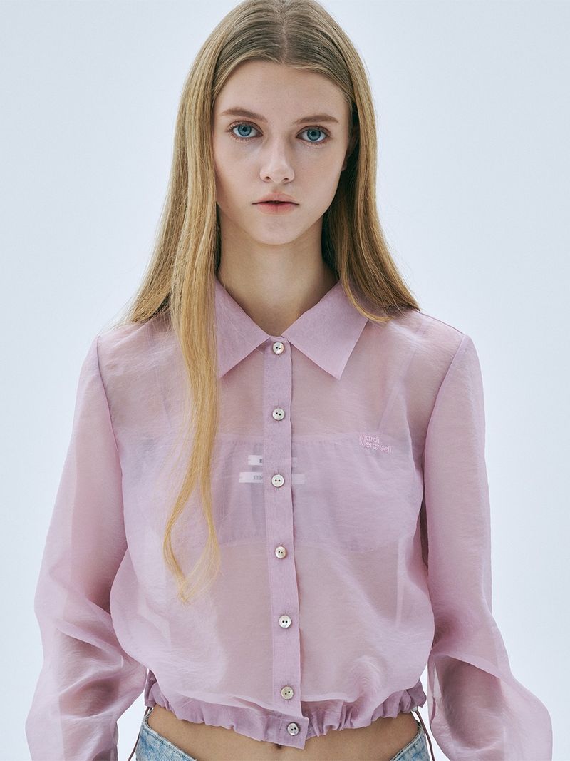 Mardi Mercredi - SHEER CROPPED BLOUSE STRING_PINK 