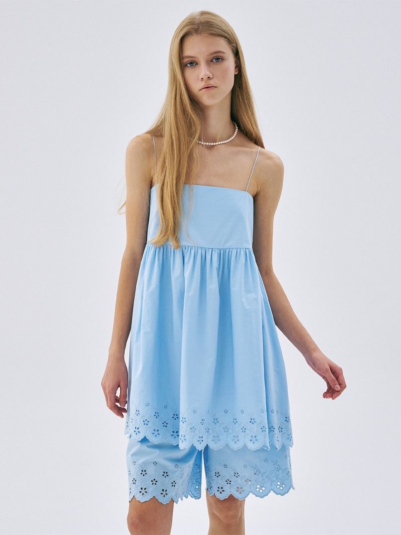 Mardi Mercredi - MINI SLEEVELESS DRESS PUNCHING DETAIL_SKY 