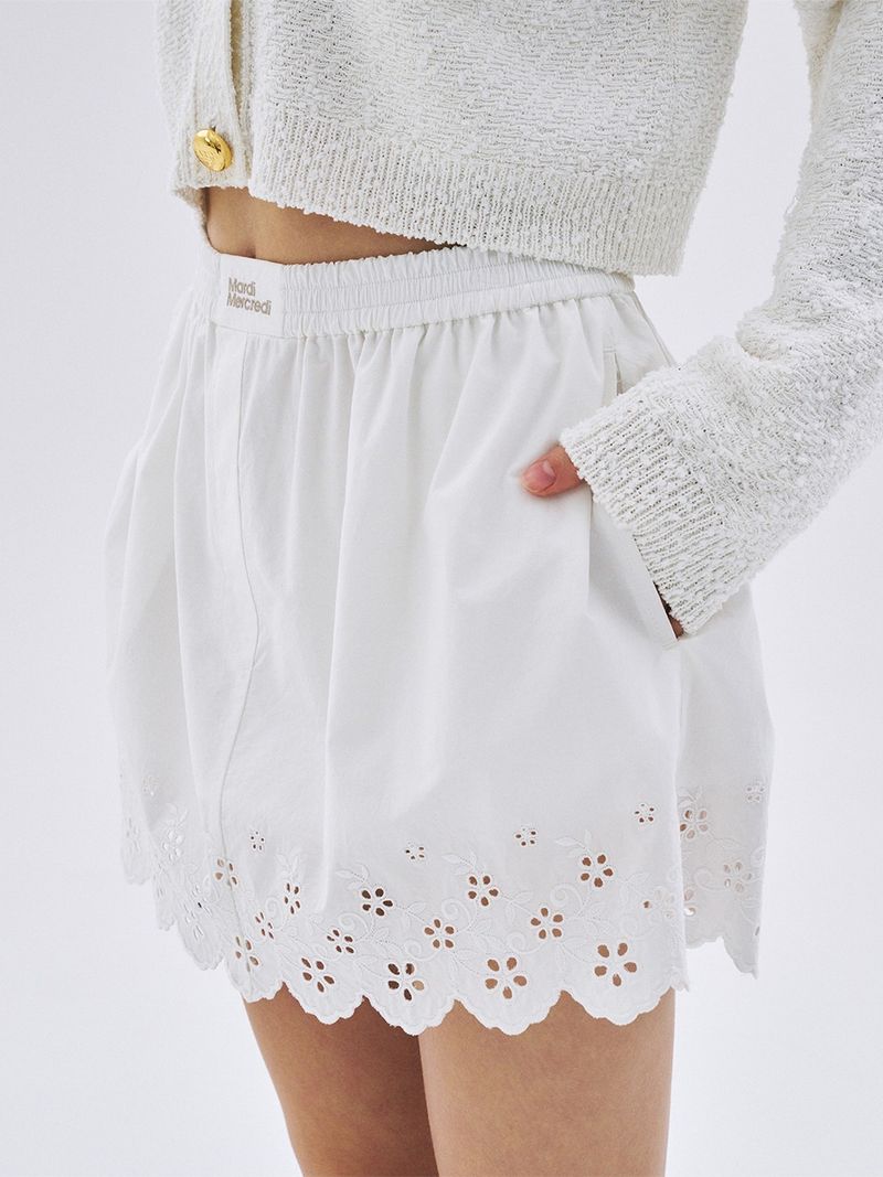 Mardi Mercredi - MINI SKIRT PUNCHING DETAIL_WHITE