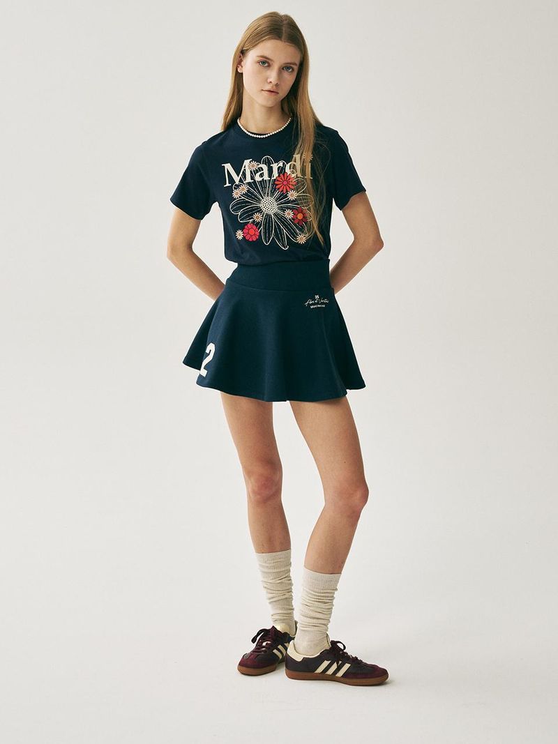 Mardi Mercredi - SLIM TSHIRT FLOWERMARDI BLOSSOM_NAVY IVORY 