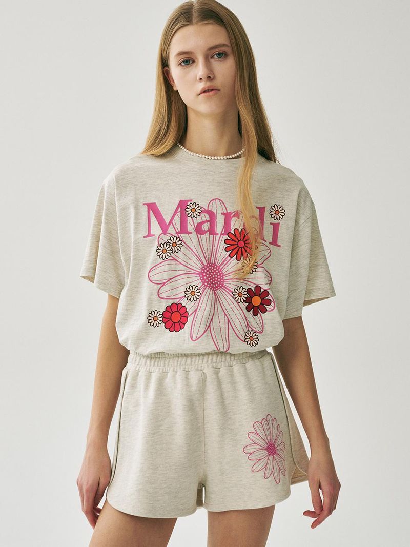 Mardi Mercredi - TSHIRT FLOWERMARDI BLOSSOM_OATMEAL PINK 