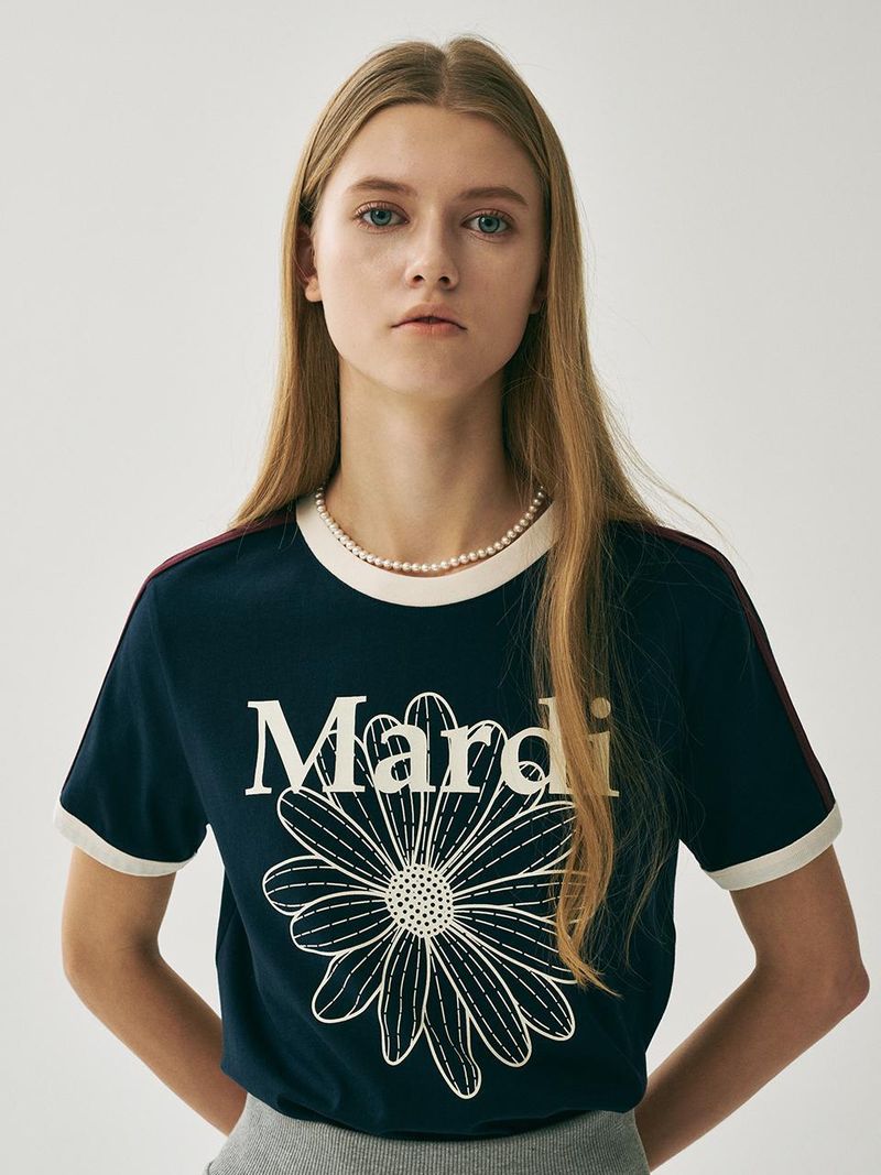 Mardi Mercredi - LINGER TSHIRT FLOWERMARDI_NAVY IVORY 