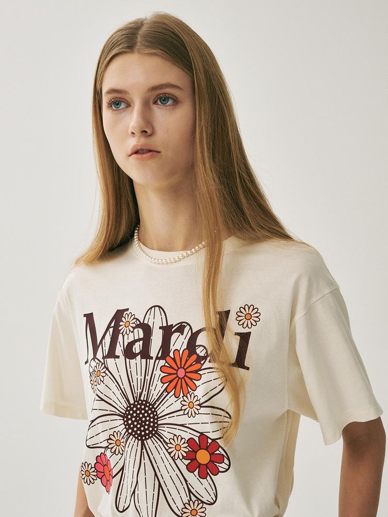 Mardi Mercredi - TSHIRT FLOWERMARDI BLOSSOM_CREAM BURGUNDY 