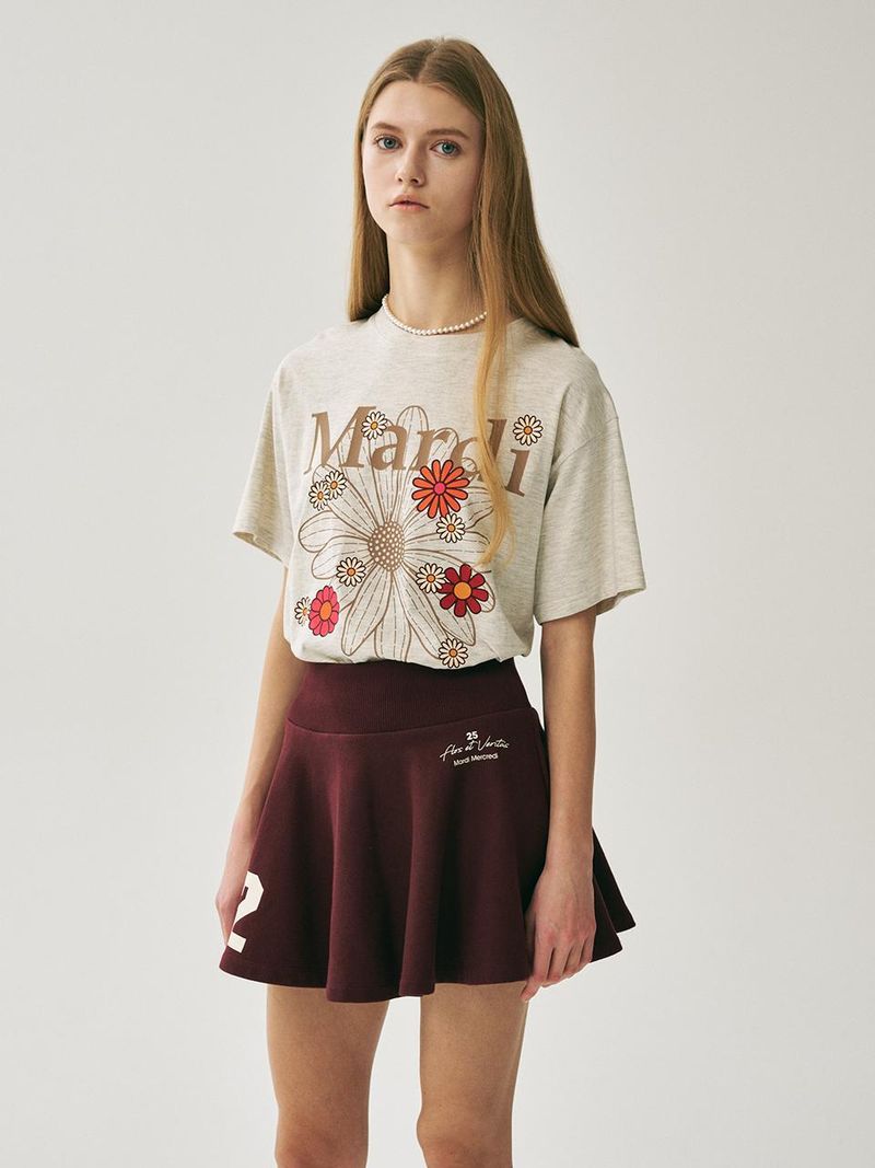 Mardi Mercredi - TSHIRT FLOWERMARDI BLOSSOM_OATMEAL TAUPE 