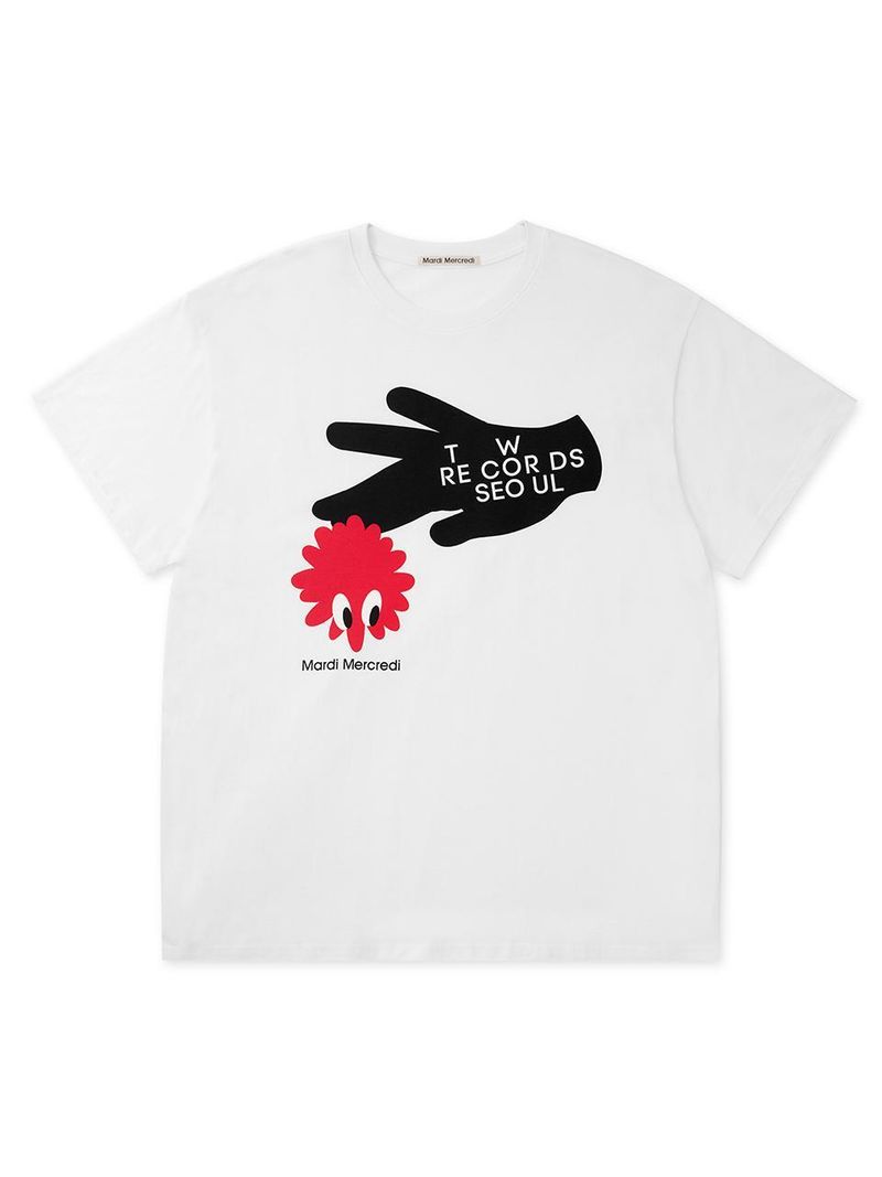 Mardi Mercredi - UNISEX TSHIRT TURNTABLE LOGO_WHITE