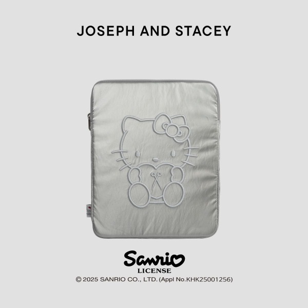 韓國 JOSEPH AND STACEY - Slick Tablet Pouch 11 Inch Hello Kitty Silver