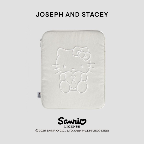 韓國 JOSEPH AND STACEY - Slick Tablet Pouch 11 inch Hello Kitty White