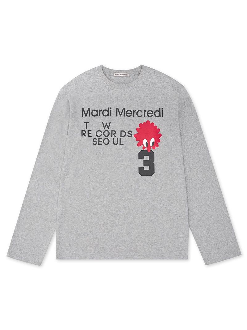 Mardi Mercredi - UNISEX TSHIRT LONG SLEEVE NO3. FLOWER MAN_GREY 
