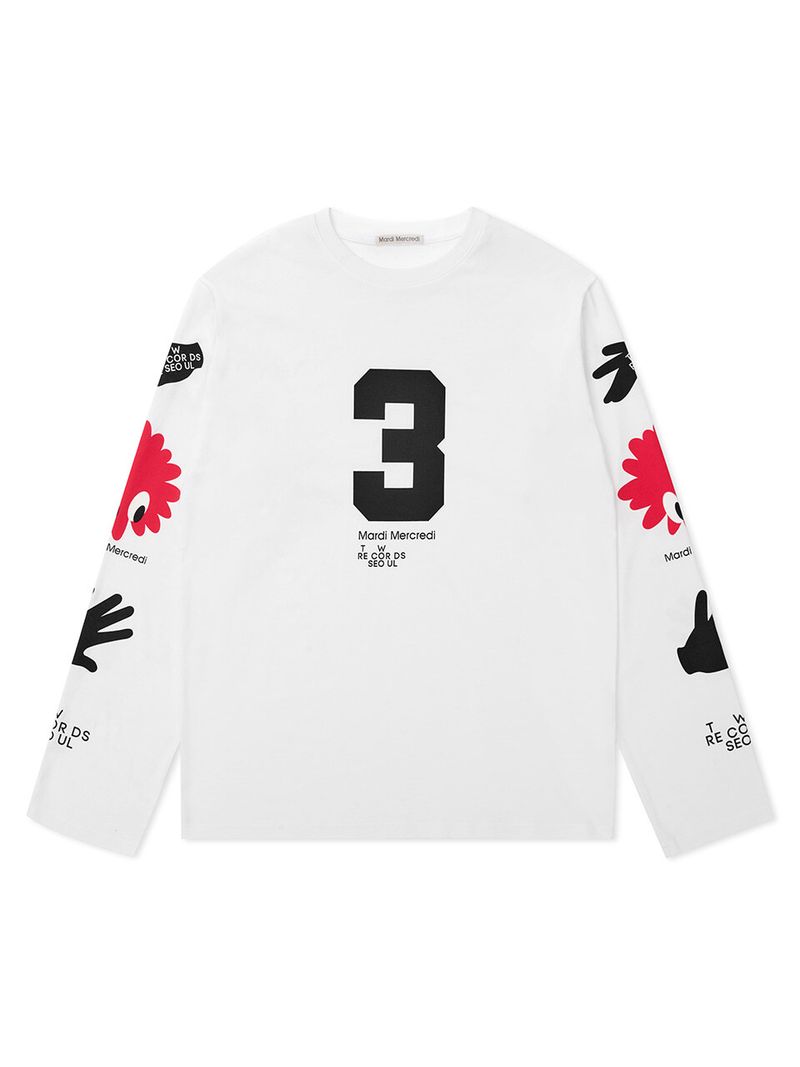 Mardi Mercredi - UNISEX TSHIRT LONG SLEEVE LOGOS_WHITE 