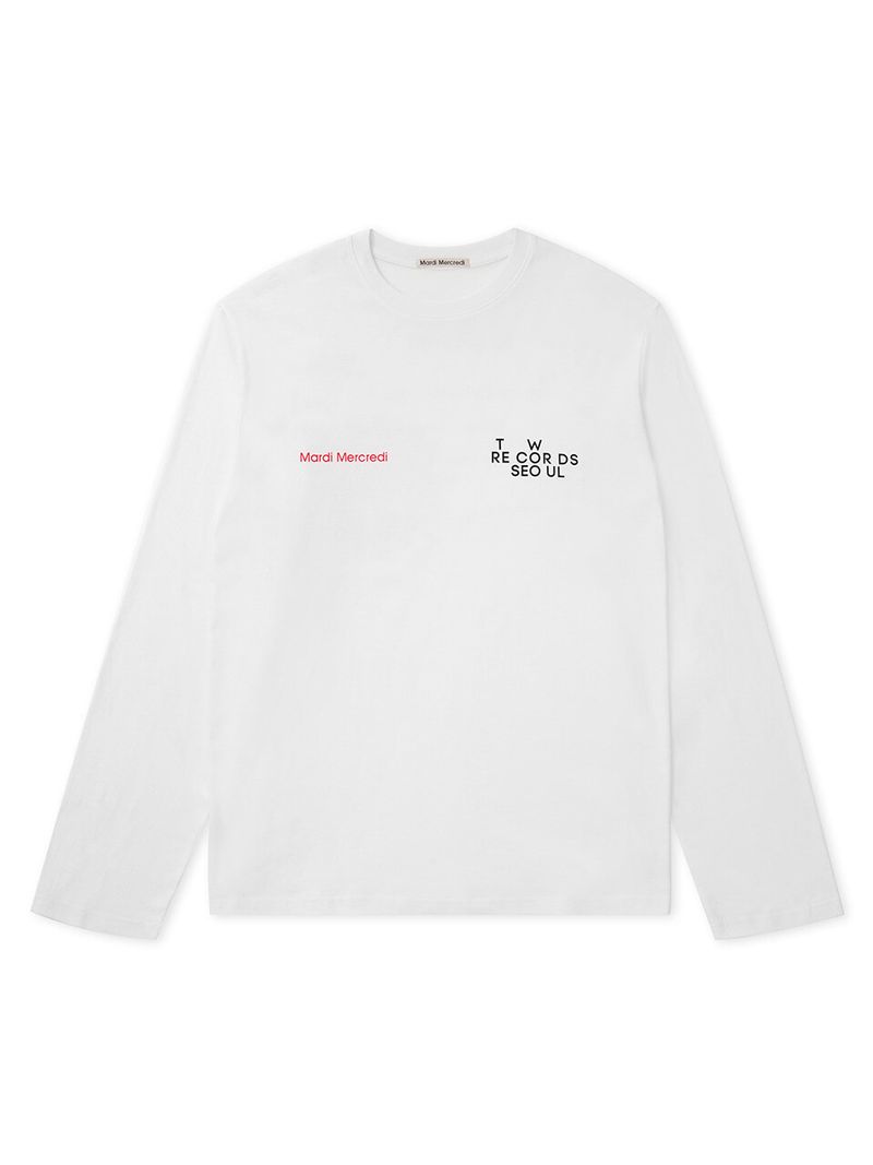Mardi Mercredi - UNISEX TSHIRT LONG SLEEVE MARDI MERCREDI  TW RECORDS_WHITE