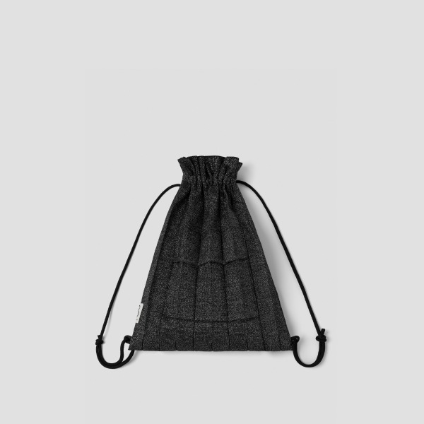 韓國 JOSEPH AND STACEY - Lucky Pleats Knit String Backpack Starry Fancy Black