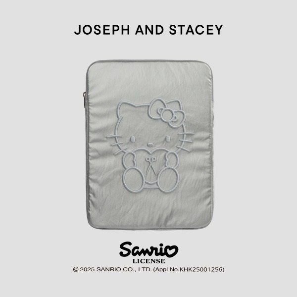 韓國 JOSEPH AND STACEY - Slick Tablet Pouch 13 Inch Hello Kitty Silver
