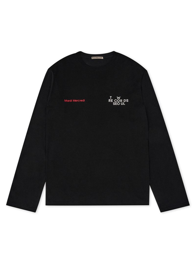 Mardi Mercredi - UNISEX TSHIRT LONG SLEEVE MARDI MERCREDI  TW RECORDS_BLACK 