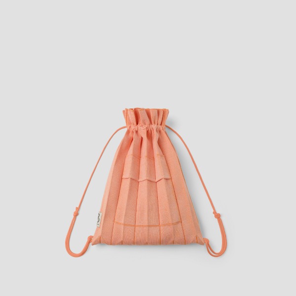 韓國 JOSEPH AND STACEY - Lucky Pleats Knit String Backpack Starry Salmon