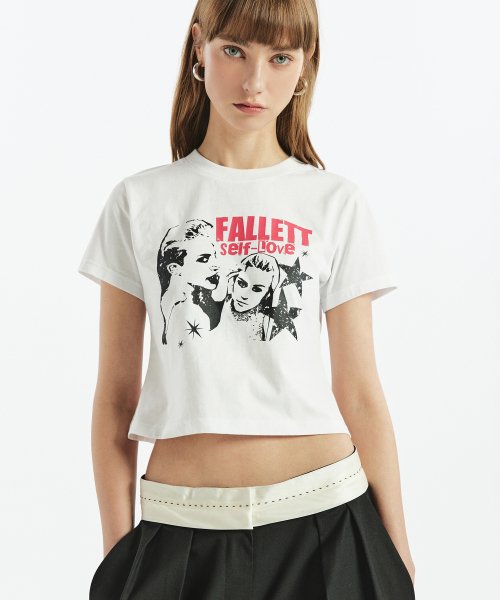 [韓國限時優惠] 韓國 FALLETT - Self-Love Crop Short Sleeve T-Shirt White