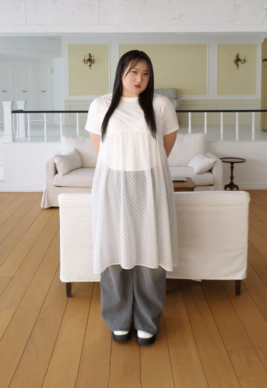 richmood - 리폴 dot layerd ops (2color)♡韓國加大碼裙