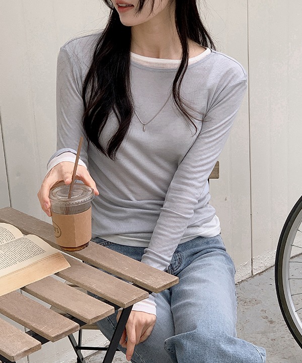 shopperland - [MADE][자체제작][봄][여름]슈아 텐셀 레이어드 여리 베이직 긴팔 티셔츠 (2color)♡韓國女裝上衣