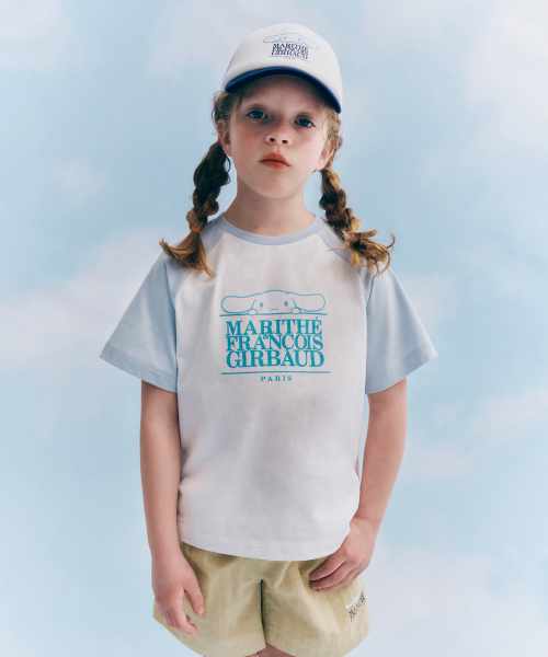 韓國 MARITHE FRANCOIS GIRBAUD KIDS - CINNAMOROLL OVER FIT RAGLAN LOGO TEE sky blue