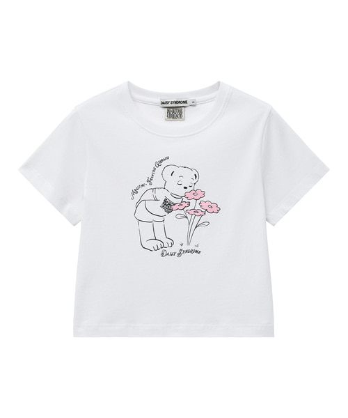 韓國 DAISY X MARITHE FLOWER BEAR TEE white
