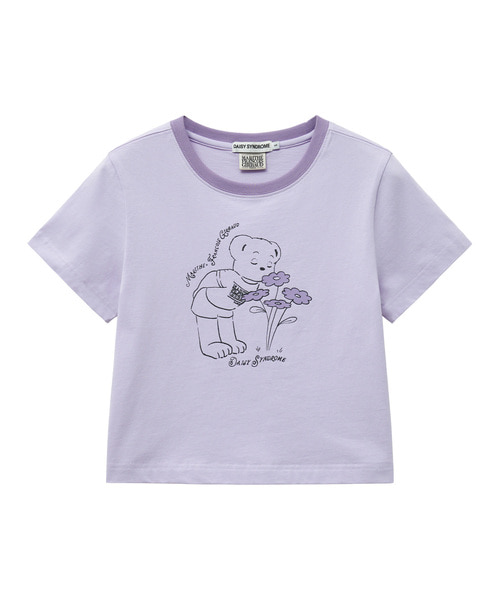 韓國 DAISY X MARITHE FLOWER BEAR TEE light purple