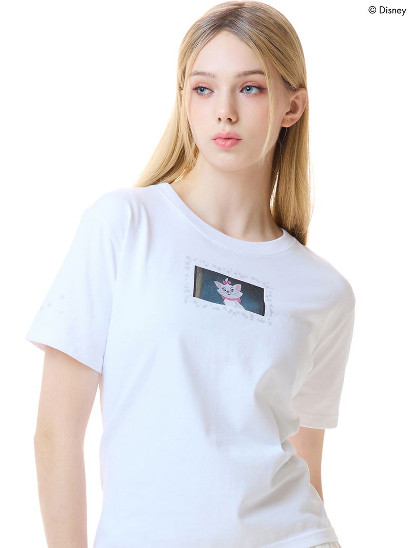 韓國 LUVISTRUE - [MARIE] GLITTER TEE(WHITE)