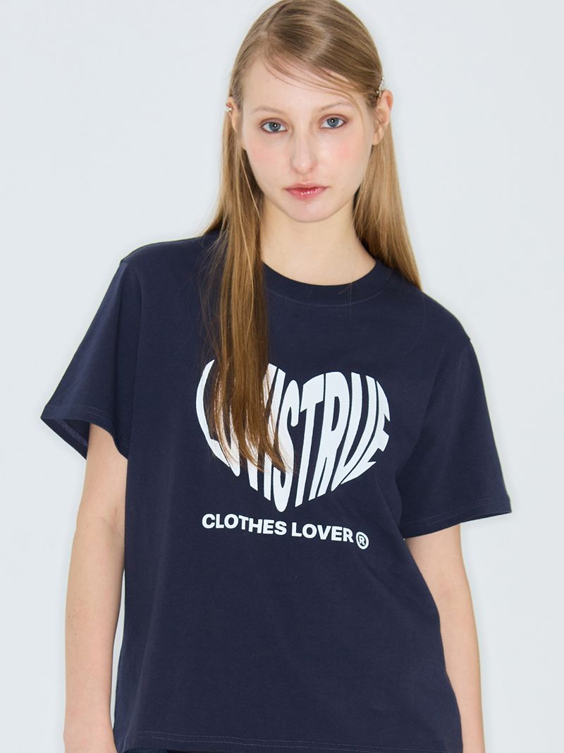 韓國 LUVISTRUE - HEART LOGO TEE(NAVY)