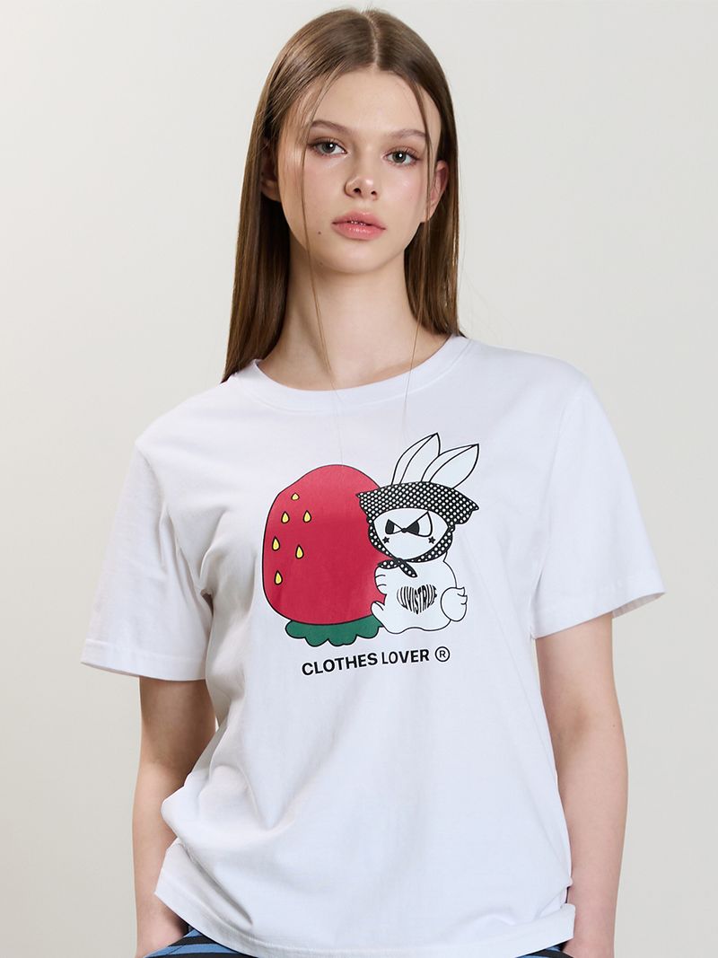韓國 LUVISTRUE - SM STRAWBERRY RABBIT TEE(WHITE)