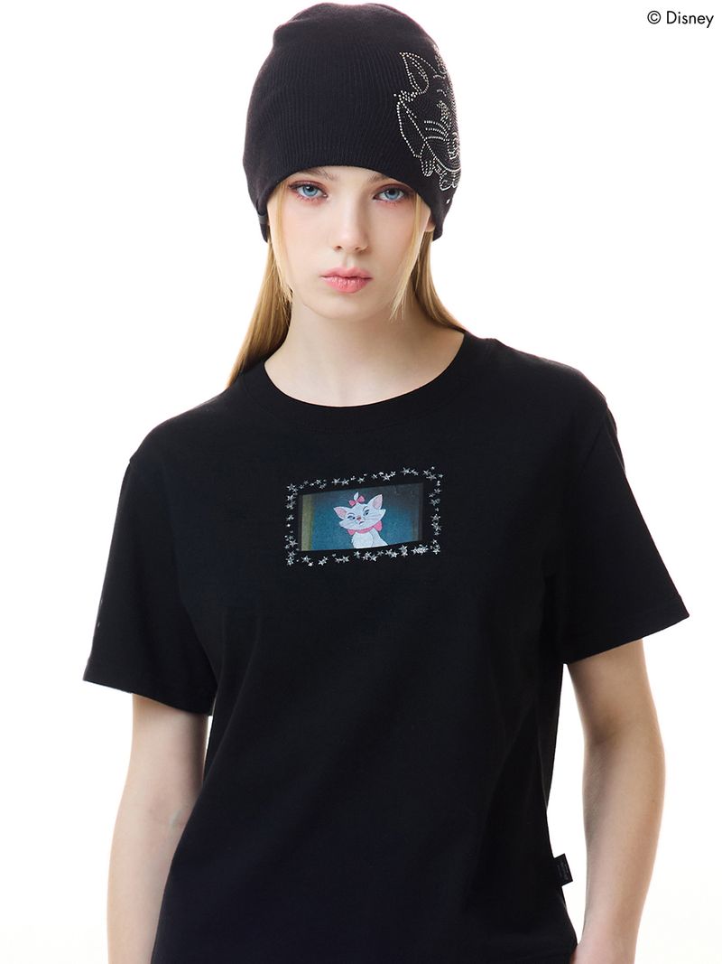 韓國 LUVISTRUE - [MARIE] GLITTER TEE(BLACK)