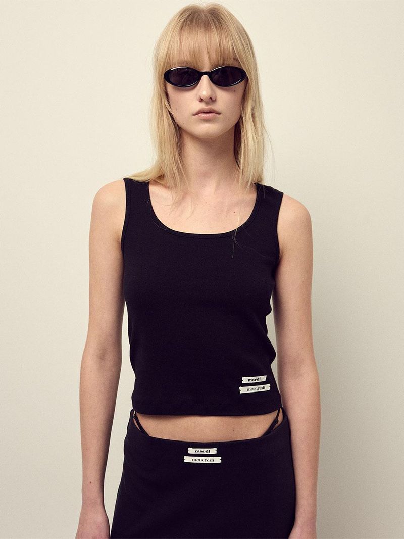 Mardi Mercredi - TANK SCOOP NECK DOUBLE LABEL_BLACK