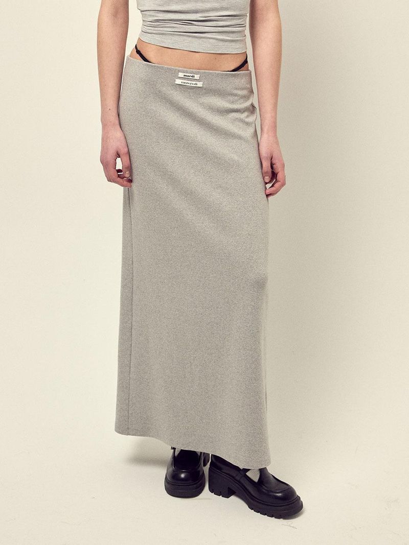 Mardi Mercredi - JERSEY MAXI SKIRT DOUBLE LABEL_GREY 