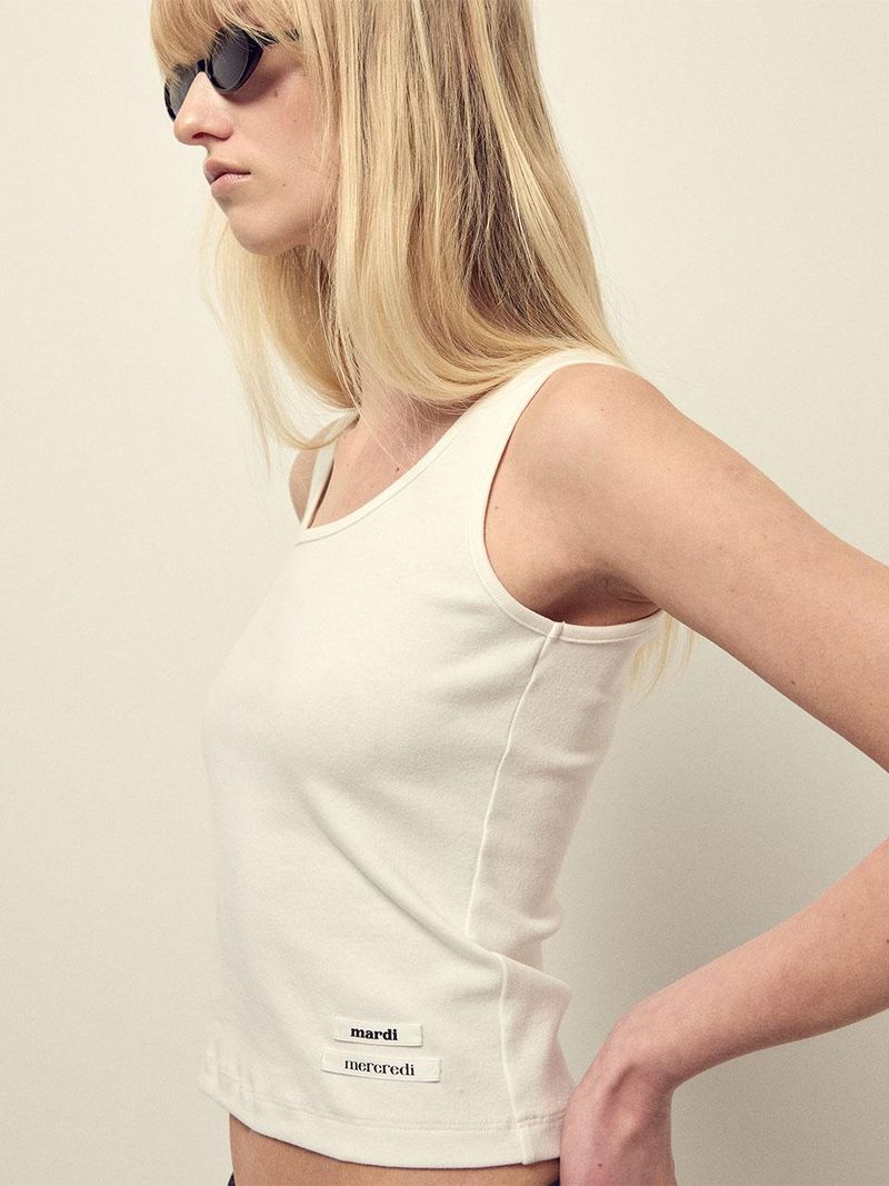 Mardi Mercredi - TANK SCOOP NECK DOUBLE LABEL_IVORY 