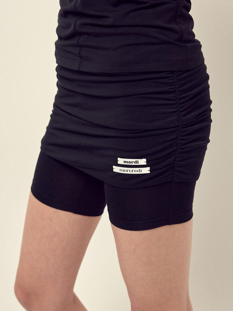 Mardi Mercredi - PANTSKIRT DOUBLE LABEL SHIRRING_BLACK 