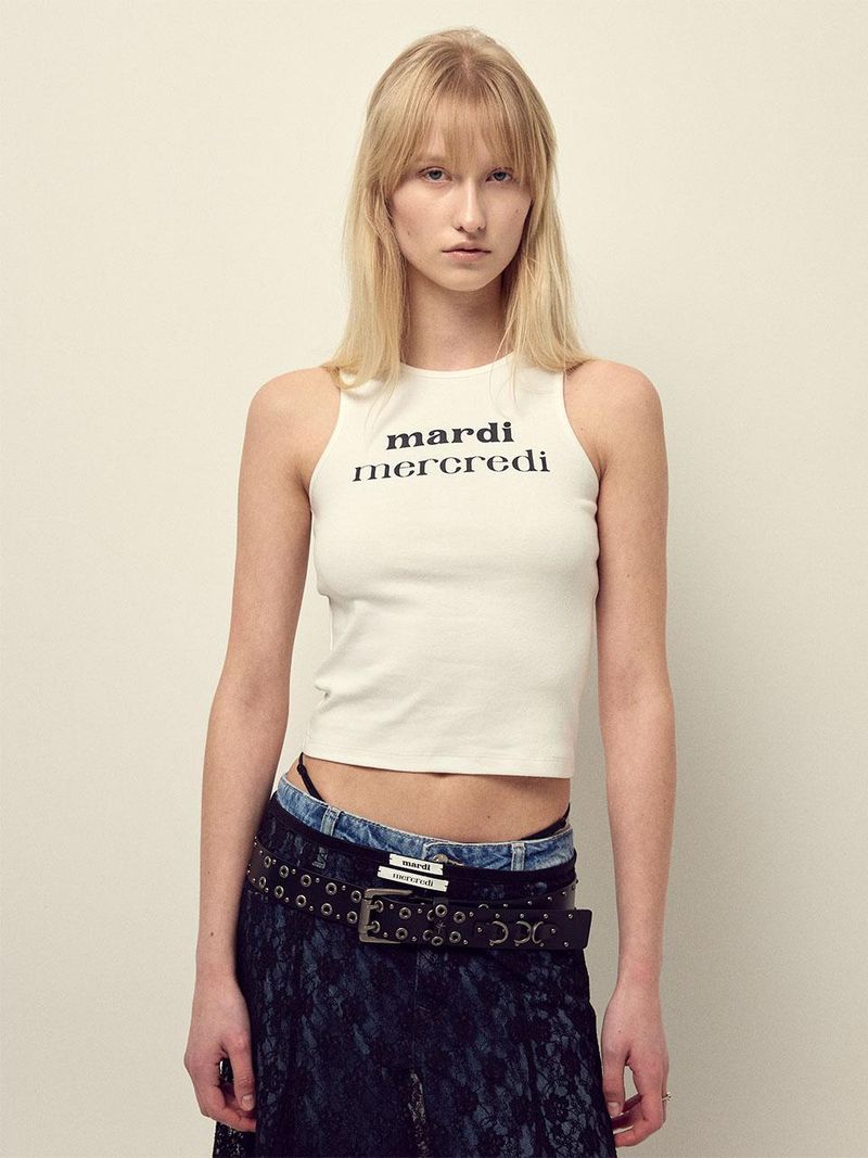 Mardi Mercredi - BASIC TANK DOUBLE LOGO_IVORY BLACK 