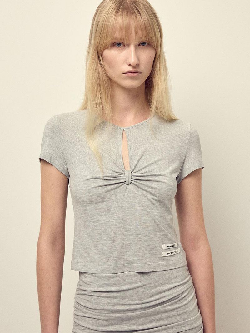 Mardi Mercredi - CUT OUT TOP DOUBLE LABEL SHIRRING_GREY