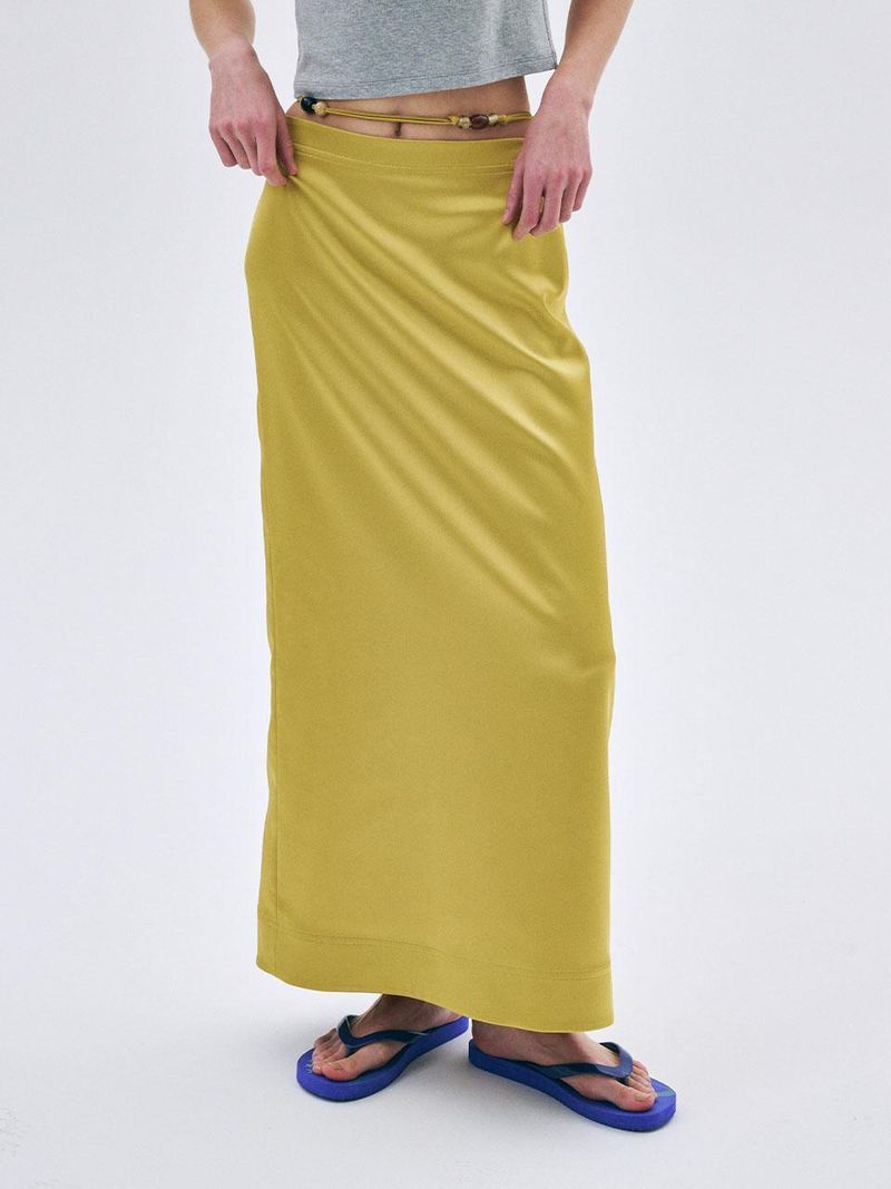 Mardi Mercredi - MAXI NATURAL STONE SKIRT_MUSTARD 