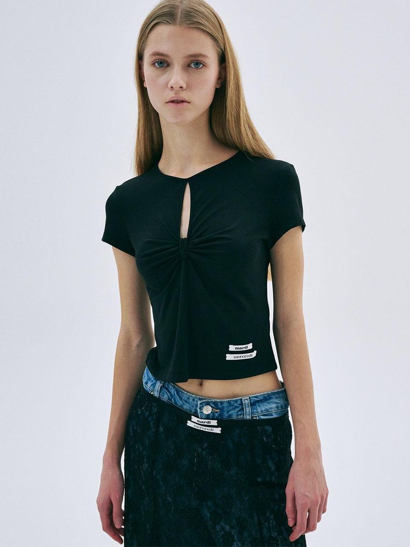 Mardi Mercredi - CUT OUT TOP DOUBLE LABEL SHIRRING_BLACK