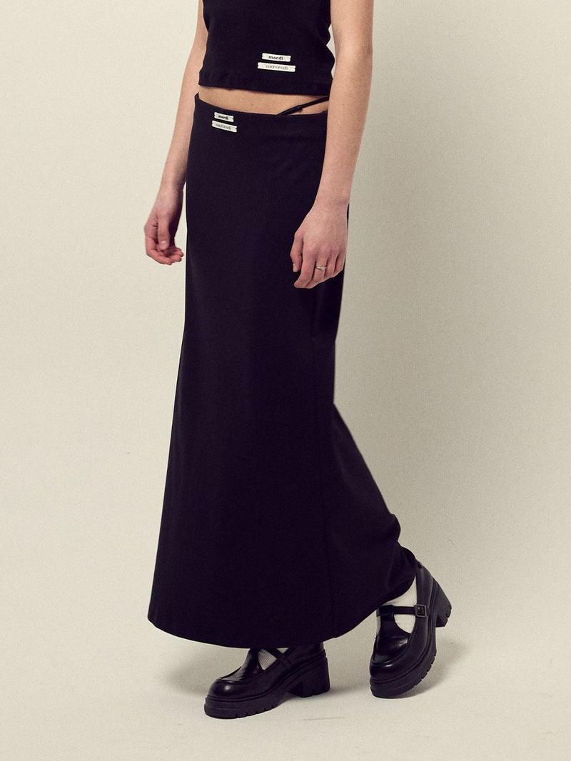 Mardi Mercredi - JERSEY MAXI SKIRT DOUBLE LABEL_BLACK 