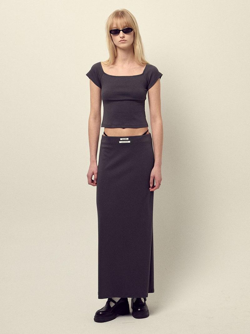 Mardi Mercredi - JERSEY MAXI SKIRT DOUBLE LABEL_CHARCOAL 