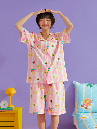 韓國 Kakao Friends X Wiggle Wiggle 春植涼感睡衣套裝 (粉紅色)
