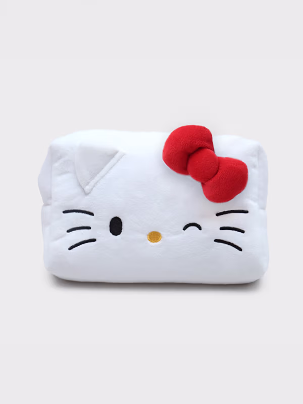 韓國 DAISO - Hello Kitty臉型毛絨袋♡HELLO KITTY