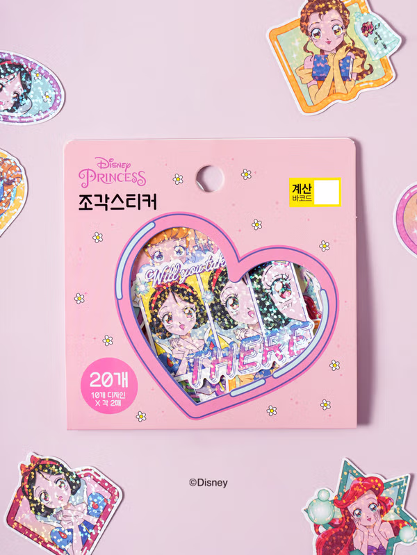 韓國 DAISO - 迪士尼公主全息貼紙20入♡迪士尼 | DISNEY