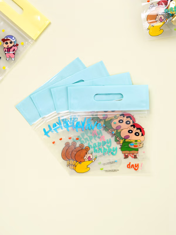 韓國 DAISO - 叮噹手柄拉鏈袋 4件裝♡小新 | SHINCHAN