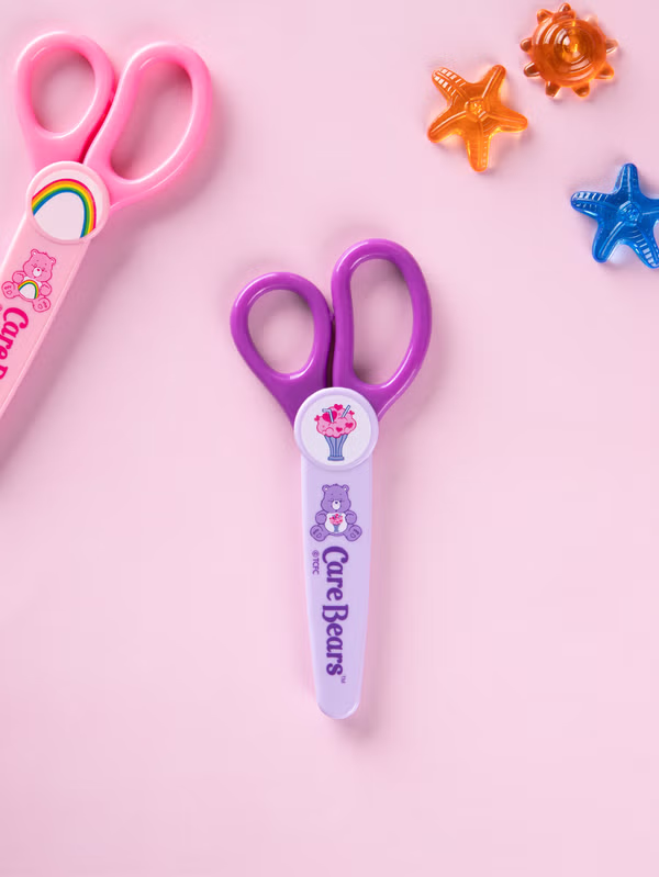 韓國 DAISO - 護理熊安全蓋剪刀粉紫色2件套♡CARE BEAR