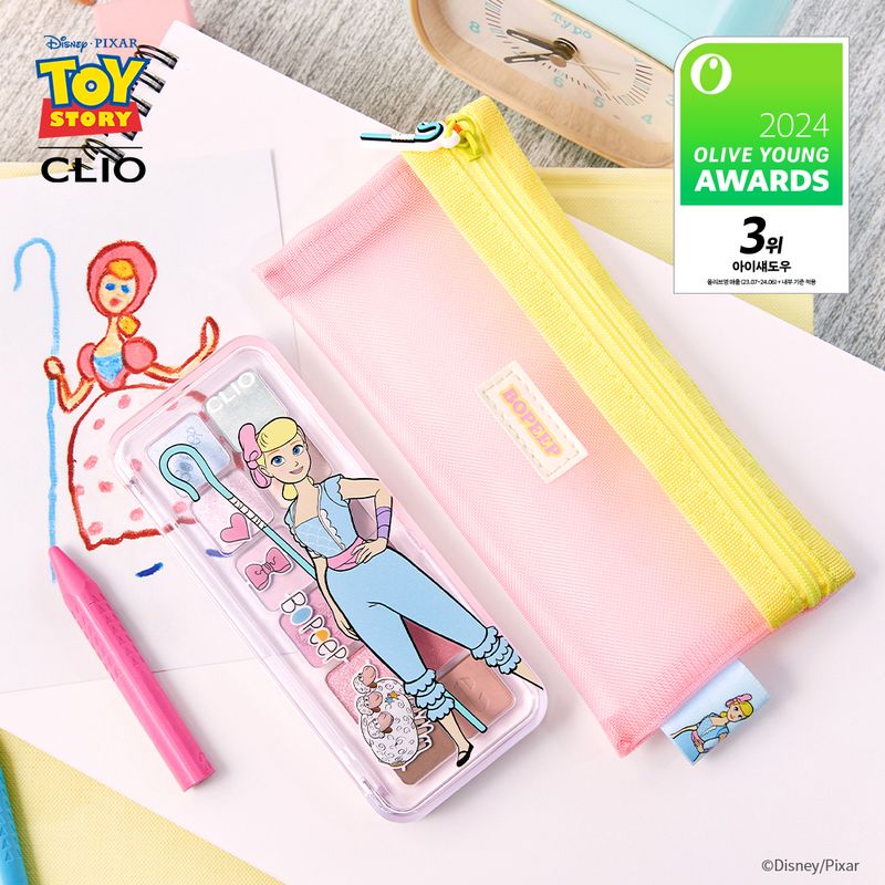 韓國 Olive Young 特別優惠套裝 -  [TOY STORY 玩具總動員]  CLIO PRO EYE PALETTE AIR SET 19 Independent Bo Peep (Mesh Pouch)  專業眼影盤空氣套裝 19 獨立眼影（網袋裝）♡OLIVEYOUNG 