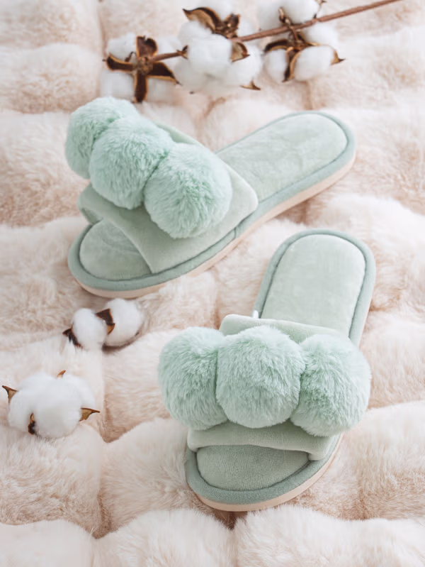 韓國 DAISO - 綠色圓球居家拖鞋♡鞋子