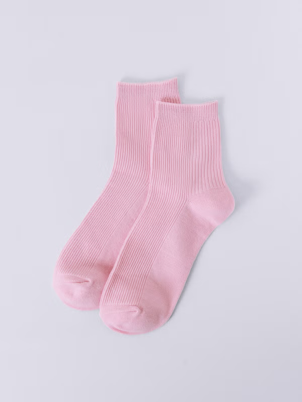 韓國 DAISO - 女性粉彩中筒襪粉色♡襪子