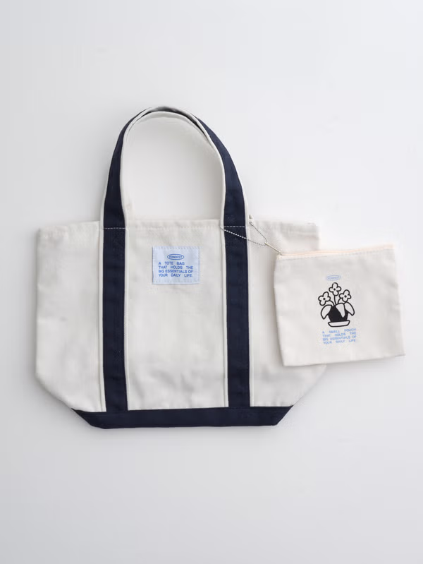 韓國 DAISO - 口袋系列帆布手提袋 藍色♡包包